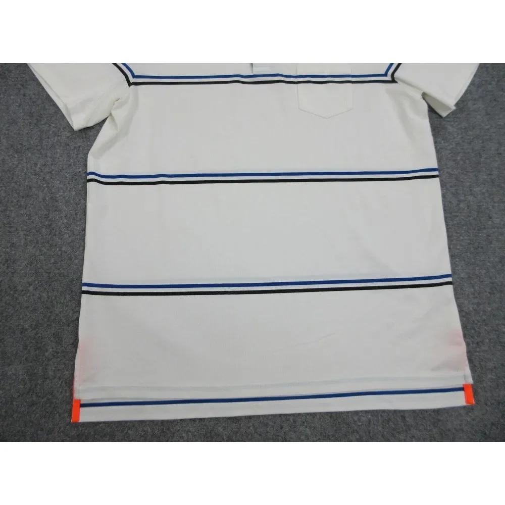 Ralph Lauren Polo Shirt Mens Large White Stripes‎ Logo RLX Golf Rugby Casual